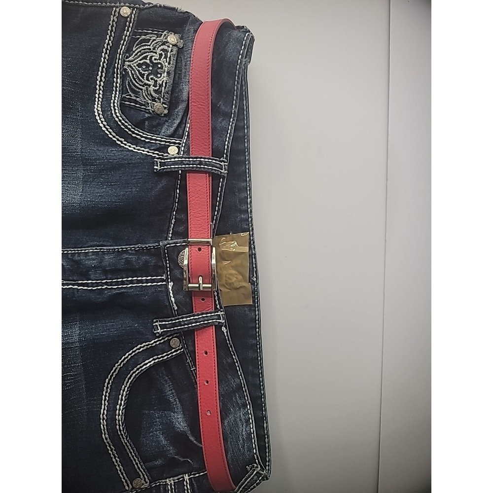 Vintage Belt Reversible Red Blue Women Silver Tone Hardware Accessory Italy